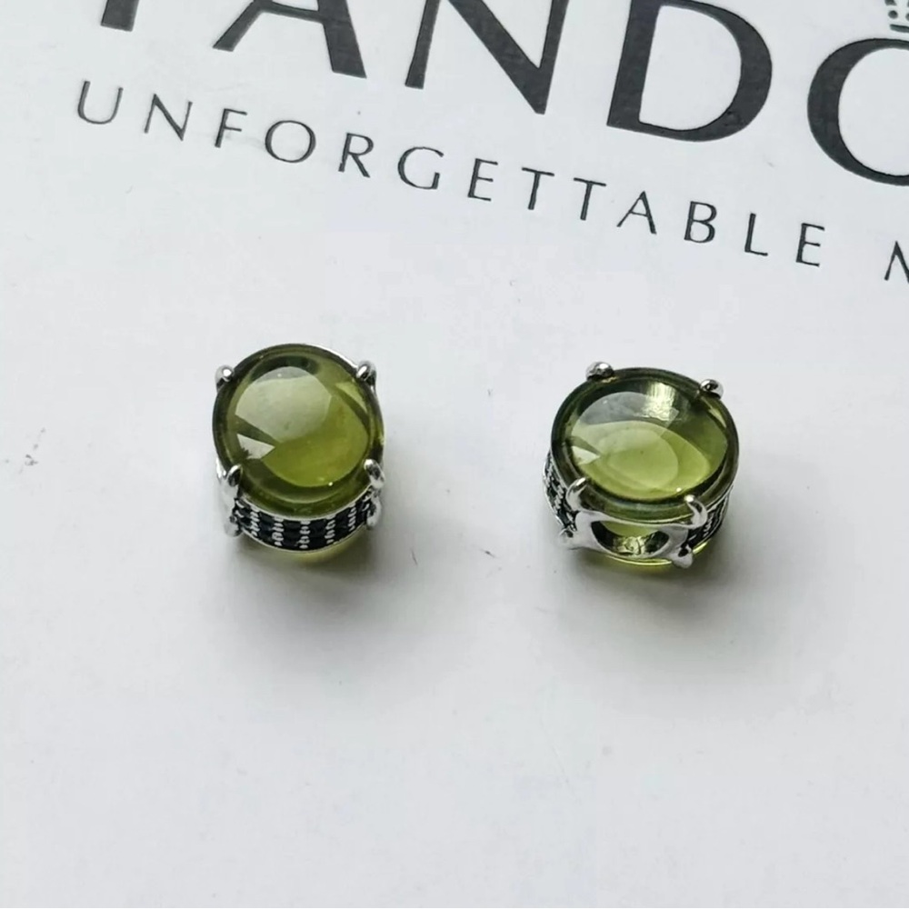 COPY - Pandora Lot/2 Peridot Green Oval Cabochon Charm